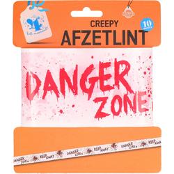 Halloween afzetlint | Danger zone | 10 meter lang | Halloween versiering | Thema feestje | Bloederig lint